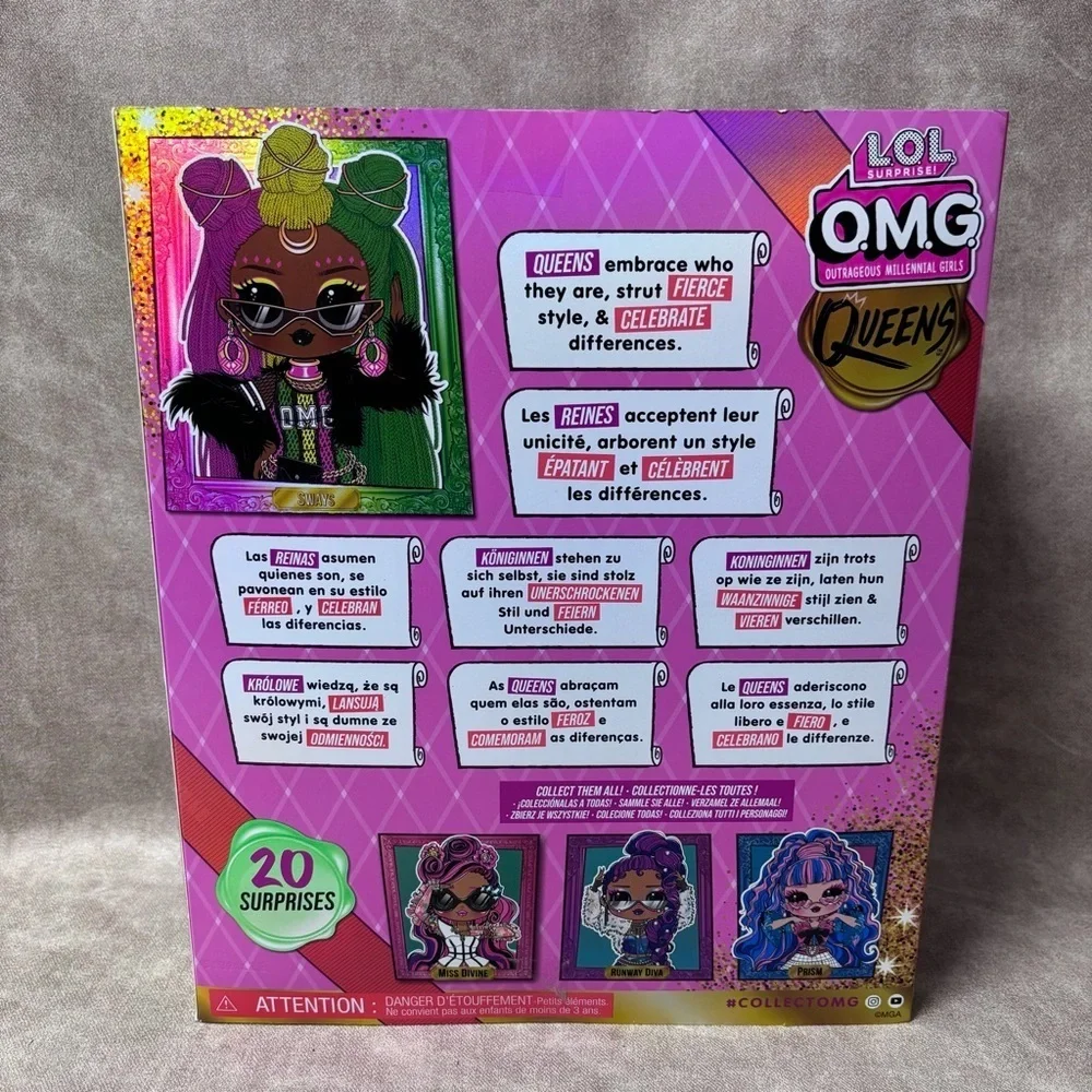 LOL Surprise OMG Queens Sways fashion doll with 20 Surprises